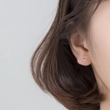 TrustDavis 925 Silver Heart Bead Stud Earrings For Women