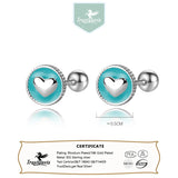 925 Silver Heart Bead Screw Stud Earrings Wedding Jewelry
