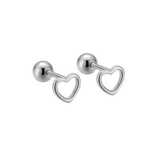 TrustDavis 925 Silver Heart Bead Stud Earrings For Women