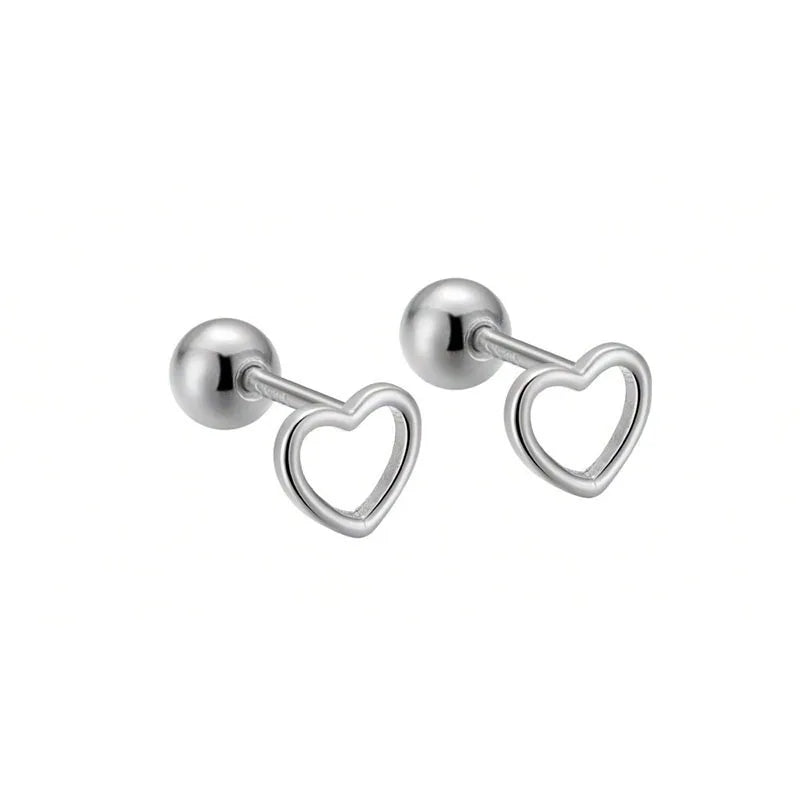 TrustDavis 925 Silver Heart Bead Stud Earrings For Women