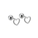 TrustDavis 925 Silver Heart Bead Stud Earrings For Women