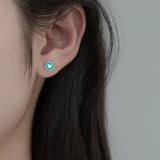 925 Silver Heart Bead Screw Stud Earrings Wedding Jewelry