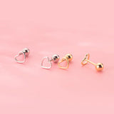 TrustDavis 925 Silver Heart Bead Stud Earrings For Women