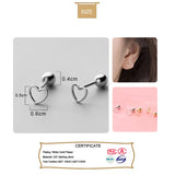 TrustDavis 925 Silver Heart Bead Stud Earrings For Women