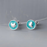 925 Silver Heart Bead Screw Stud Earrings Wedding Jewelry
