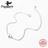 TrustDavis 925 Silver Heart Chain Bracelet For Daughter Gift