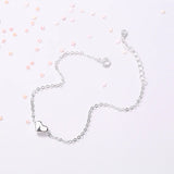 TrustDavis 925 Silver Heart Chain Bracelet For Daughter Gift