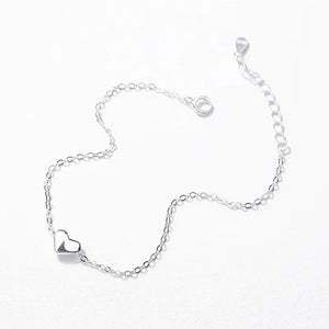 TrustDavis 925 Silver Heart Chain Bracelet For Daughter Gift