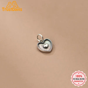 TrustDavis 925 Sterling Silver Heart Charm Pendant for DIY Necklace