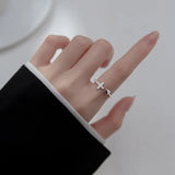 Davis Sterling Silver Heart Cross Love Zircon Rings DG0145