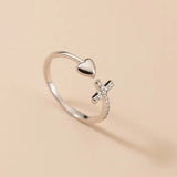 Davis Sterling Silver Heart Cross Love Zircon Rings DG0145
