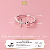 Davis Sterling Silver Heart Cross Love Zircon Rings DG0145