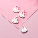 TrustDavis 925 Silver Heart Love Charm Pendant For Necklace DIY Jewelry