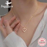 TrustDavis 925 Silver Heart Necklace CZ S925 Jewelry