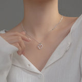 TrustDavis 925 Silver Heart Necklace CZ S925 Jewelry
