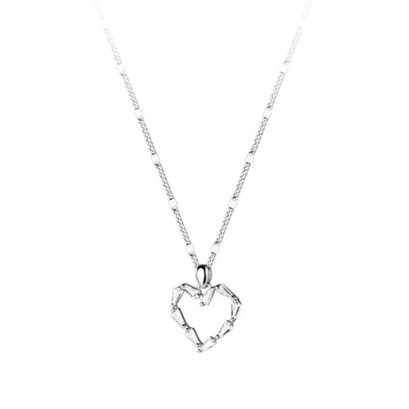 TrustDavis 925 Silver Heart Necklace CZ S925 Jewelry