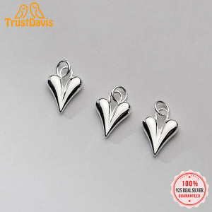 TrustDavis 925 Sterling Silver Heart Pendant Necklace DIY Jewelry HY948