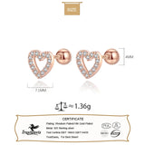 925 Sterling Silver Heart CZ Stud Earrings for Women Wedding Gift