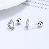 925 Sterling Silver Heart CZ Stud Earrings for Women Wedding Gift