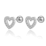 925 Sterling Silver Heart CZ Stud Earrings for Women Wedding Gift