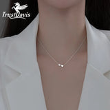 TrustDavis 925 Silver Heart Pearl Choker Necklace, Gift for Her, DB1404
