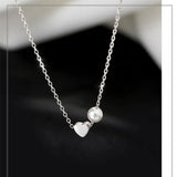 TrustDavis 925 Silver Heart Pearl Choker Necklace, Gift for Her, DB1404