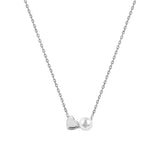 TrustDavis 925 Silver Heart Pearl Choker Necklace, Gift for Her, DB1404