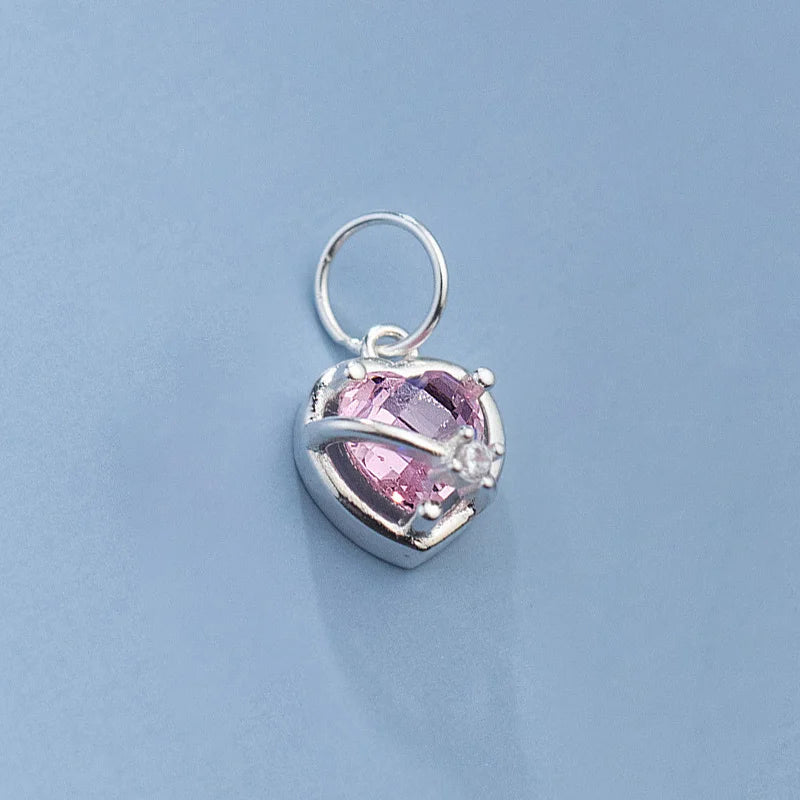 TrustDavis 925 Silver Heart Zircon Pendant DIY Jewelry