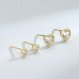 925 Silver Romantic Love Heart CZ Stud Earrings Geometric Jewelry