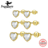 925 Silver Romantic Love Heart CZ Stud Earrings Geometric Jewelry
