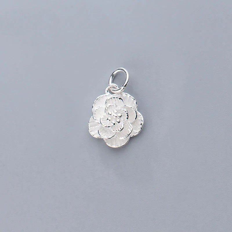 TrustDavis 925 Sterling Silver Romantic Rose Flower Pendant Necklace