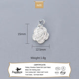 TrustDavis 925 Sterling Silver Romantic Rose Flower Pendant Necklace