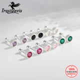 TrustDavis 925 Silver Round CZ Bead Stud Earrings