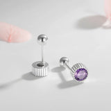 TrustDavis 925 Silver Round CZ Bead Stud Earrings