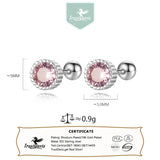 TrustDavis 925 Silver Round CZ Bead Stud Earrings