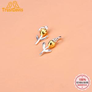 Real 925 Silver Rose Flower Pendant DIY Necklace Bracelet Accessories