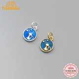 925 Sterling Silver Glaze Cat Pendant for DIY Necklace
