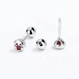 925 Silver Round CZ Screw Stud Earrings Women Girls Minimalist Jewelry