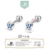 925 Silver Round CZ Screw Stud Earrings Women Girls Minimalist Jewelry