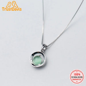 TrustDavis 925 Silver Opal Pendant Necklace Accessories