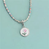 925 Sterling Silver Tulips Flower Pendant DIY Necklace for Women