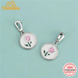 925 Sterling Silver Tulips Flower Pendant DIY Necklace for Women