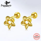 925 Silver Screw Stud Earrings Star Beads Wedding Jewelry