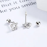 925 Silver Screw Stud Earrings Star Beads Wedding Jewelry