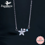 TrustDavis 925 Silver Flower Necklace Birthday Gift For Women
