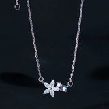 TrustDavis 925 Silver Flower Necklace Birthday Gift For Women