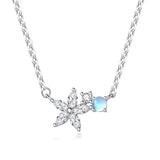 TrustDavis 925 Silver Flower Necklace Birthday Gift For Women