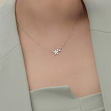 TrustDavis 925 Silver Flower Necklace Birthday Gift For Women