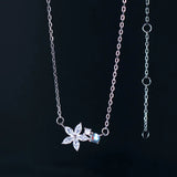 TrustDavis 925 Silver Flower Necklace Birthday Gift For Women