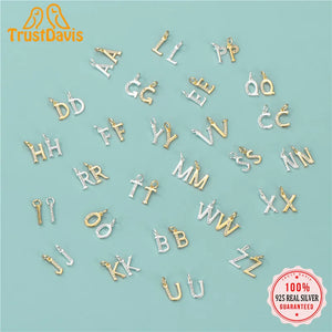 925 Sterling Silver 26 Letter Pendant DIY Accessories for Women